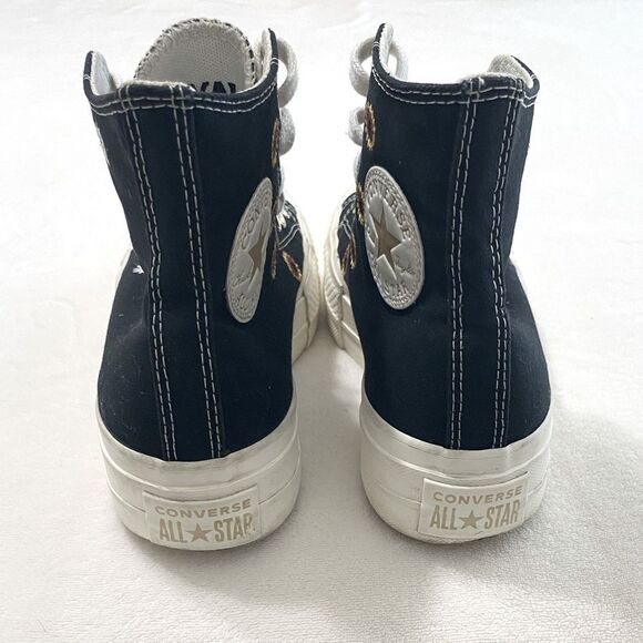 Converse Sneakers Lift Platform Sunflower HighTops Chuck Taylor Black Size 7.5 - Picture 8 of 12